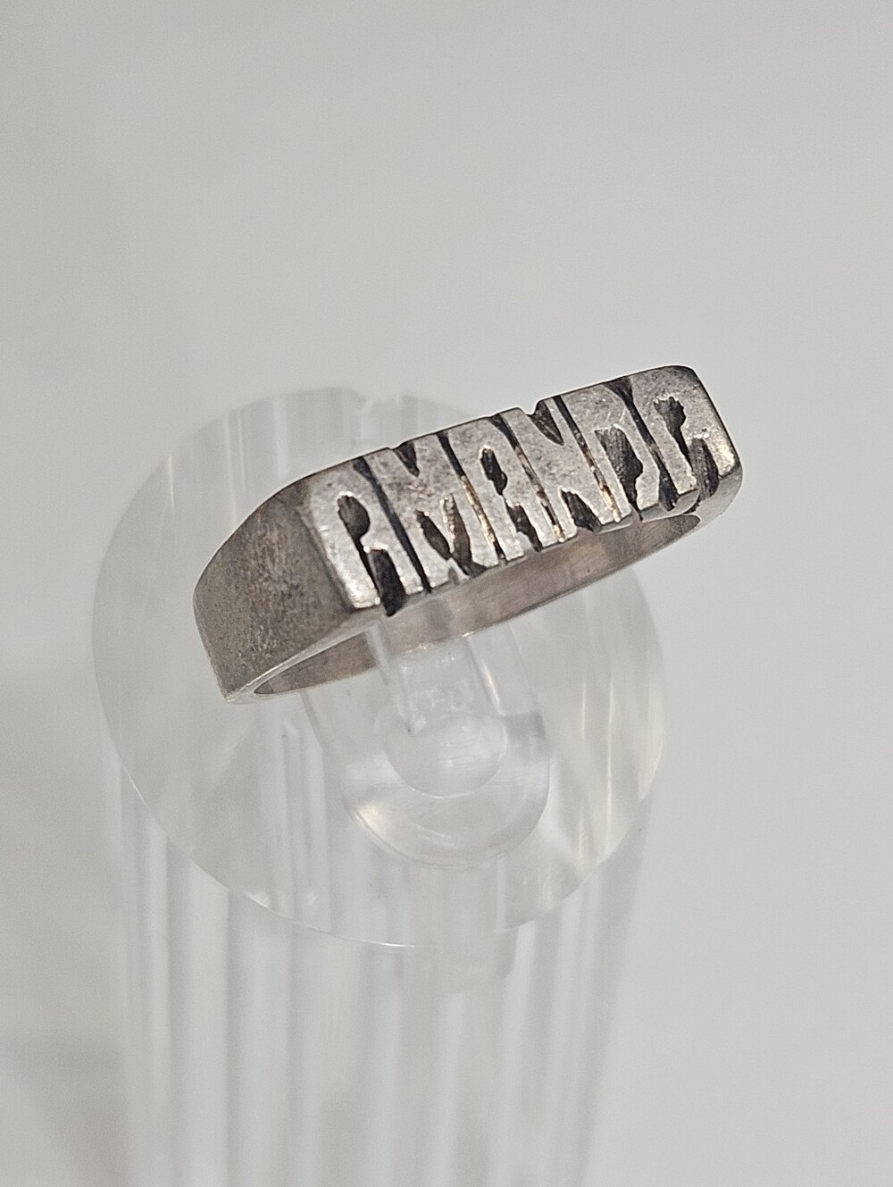 925 Amanda Custom Made Sterling Silver Name Ring Size 8.5 US